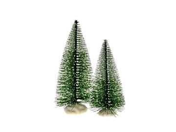 Dekoračné vianočné stromčeky 2ks zelené, zasnežené - malé