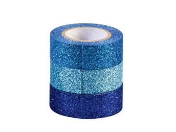 Dekoračné Washi lepiace pásky 3x3m - trblietavé modré