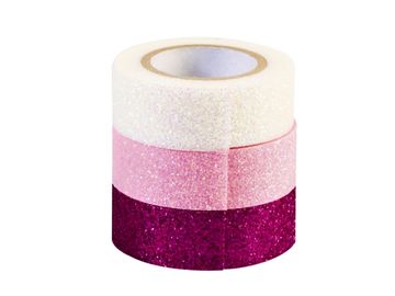Dekoračné Washi lepiace pásky 3x3m - trblietavé ružové