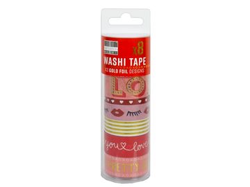 Dekoračné Washi lepiace pásky 8x5m - Love - metalické