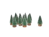 Dekoračné vianočné stromčeky 12ks zelené - drevený podstavec
