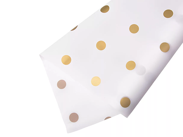 Deluxe baliaci papier 58cm 10m matný - bodkovaný bielo zlatý