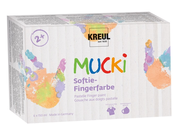 Detské prstové farby KREUL Mucki XL 6x150ml - pastelové