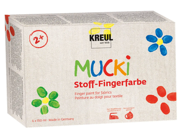 Detské prstové farby na textil KREUL Mucki - 6x150ml
