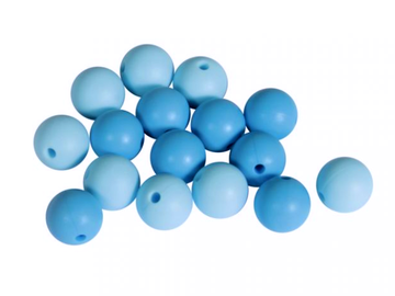 Detské silikónové korálky 12mm 16ks - modré guličky