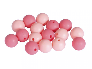 Detské silikónové korálky 12mm 16ks - ružové guličky