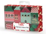 Dizajnové papierové škatuľky na zavesenie 4ks - vianočné domčeky