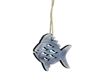 Drevená dekorácia 8cm - modrá rybka