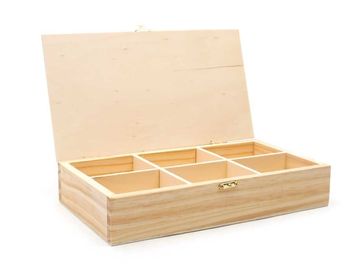 Drevená krabica 6 priehradok - hladká