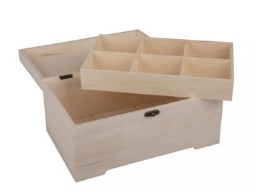 Drevená krabička, truhlička s vyberateľnými priehradkami 28x18x13,5cm