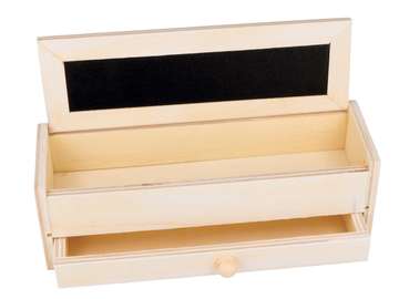 Drevená škatuľka - peračník ARTEMIO so šuflíkom a tabuľkou