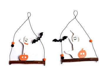Drevená závesná dekorácia 17cm - Halloween