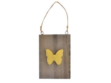 Drevená závesná vintage doštička - motýľ