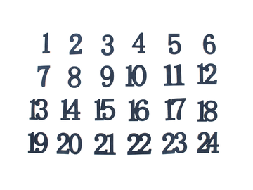 Drevené adventné čísla so zamatovým povrchom - tmavomodré