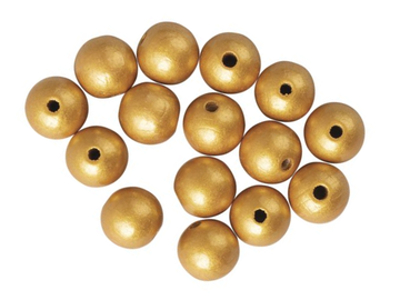 Drevené korálky 15mm 15ks - zlaté