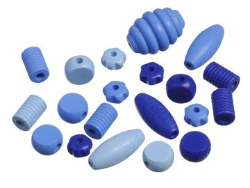 Drevené korálky mix tvarov a veľkostí 20ks - modré