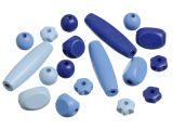 Drevené korálky mix tvarov a veľkostí 20ks - modré