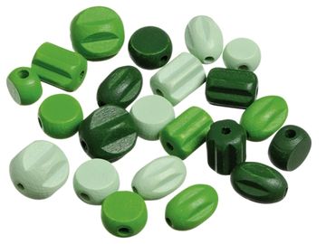 Drevené korálky mix tvarov a veľkostí 20ks - zelené
