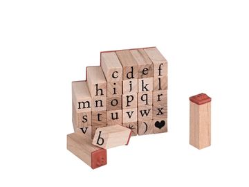 Drevené mini pečiatky 30ks - abeceda malá