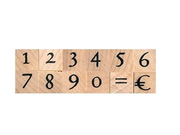 Drevené mini pečiatky ARTEMIO 12ks - jednoduché čísla
