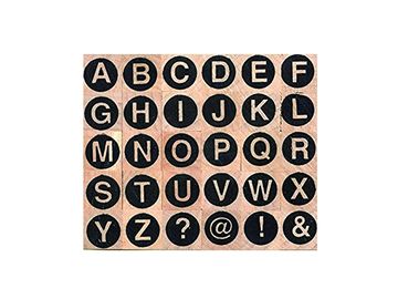 Drevené mini pečiatky ARTEMIO 30ks - abeceda kruhy
