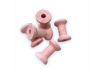 Drevené ozdobné mini cievky 3cm 5ks - pastelové ružové
