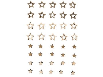 Drevené ozdobné výrezy hviezdičky 40ks - prírodné a antické zlaté
