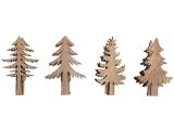 Drevené štipce vianočné 4ks - prírodné stromčeky