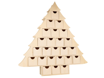 Drevený advetný kalendár ARTEMIO 45cm - vianočný strom