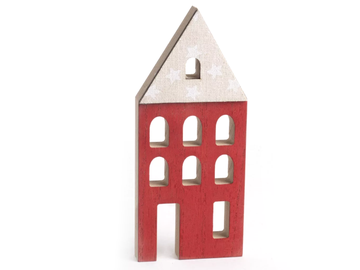 Drevený dekoračný domček 19x8cm - červený
