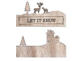 Drevený dekoračný nápis 11cm - Let It Snow
