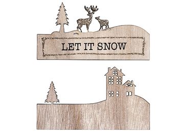 Drevený dekoračný nápis 11cm - Let It Snow