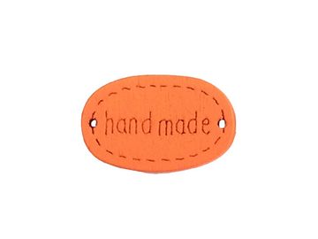 Drevený štítok HAND MADE - oranžový