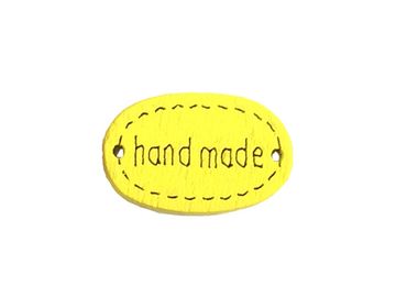 Drevený štítok HAND MADE - žltý
