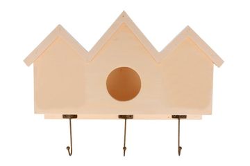 Drevený vešiak / kŕmidlo pre vtáčiky - 3 domčeky