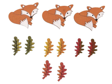 Dýhové nalepovacie výrezy - jesenné - líšky a listy 11ks