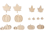 Dýhové výrezy jesenné tekvice a listy - 14ks - prírodné