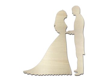 Dýhový drevený výrez 15cm - mladomanželia - postavy
