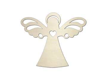 Dýhový drevený výrez 7cm - Anjel so srdcom