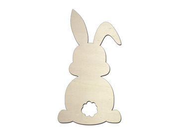 Dýhový drevený výrez, nápis 10cm - zajac s chvostom