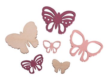 Farbené dýhové výrezy ružové - motýle - 17ks