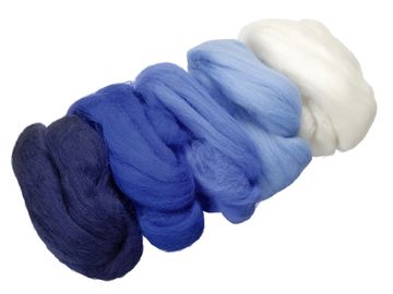Farebná Merino vlna - plsť 50g - modré odtiene