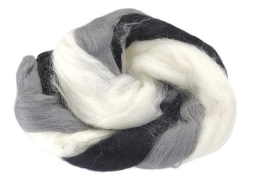 Farebná Merino vlna - plsť 50g - sivá, biela, čierna
