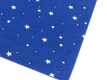Filc 1mm 30x30cm - modrý s hviezdami