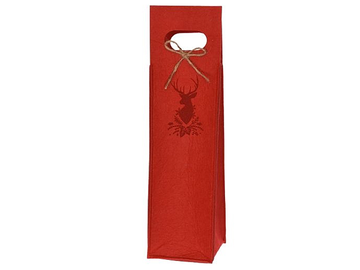 Filcová darčeková vianočná taška na víno 40cm - červená