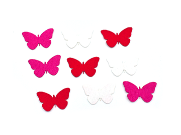 Filcové výrezy 4cm 9ks - červené motýle