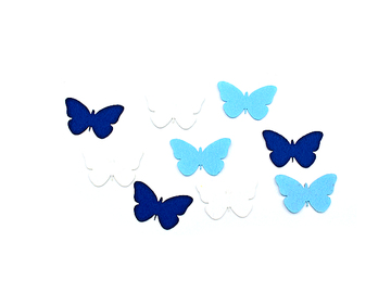Filcové výrezy 4cm 9ks - modré motýle