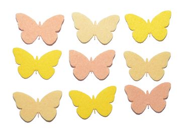 Filcové výrezy 4cm 9ks - motýle - žlté