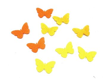 Filcové výrezy 4cm 9ks - oranžovo žlté motýle