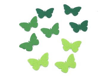 Filcové výrezy 4cm 9ks - zelené motýle